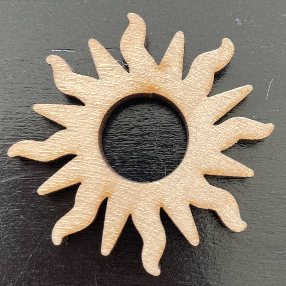 Wood Carved Sphere Holder/Stand - Sun